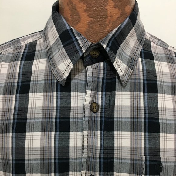 Carhartt L Blue Gray White Plaid Shirt - Picture 1 of 4
